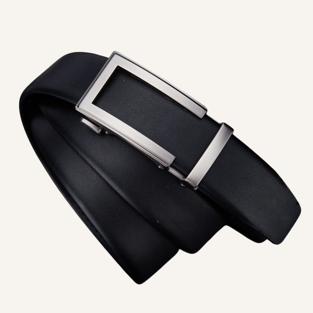 Cinto de Couro Masculino Monarch Civano Preto Fivela Prata