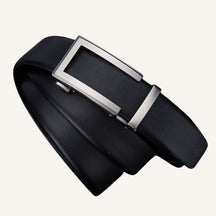 Cinto de Couro Masculino Monarch Civano Preto Fivela Prata