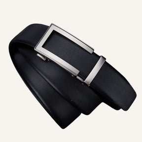 Cinto de Couro Masculino Monarch Civano Preto Fivela Prata