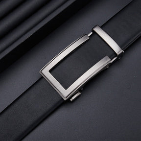 Cinto de Couro Masculino Monarch Civano Preto Fivela Prata