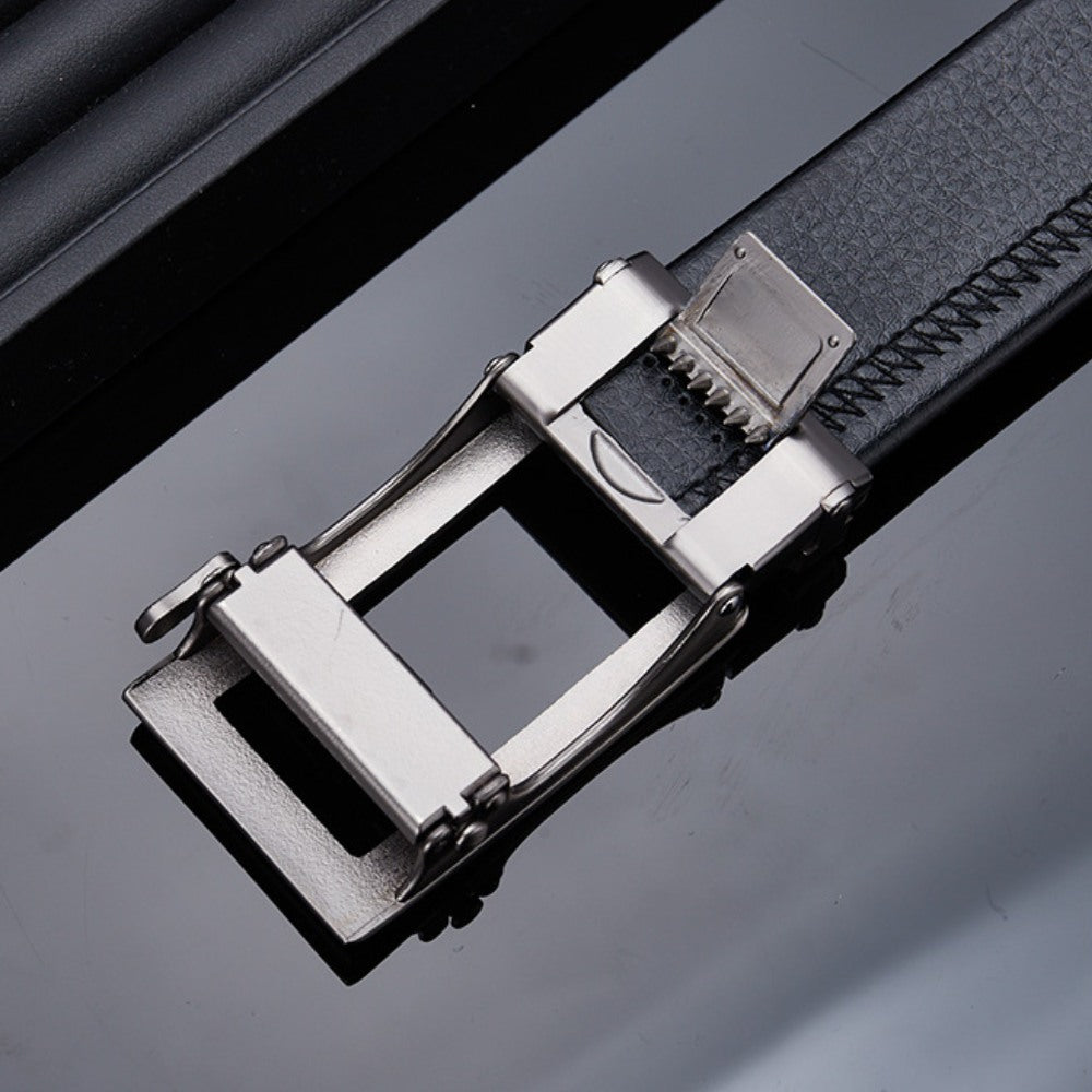 Cinto de Couro Masculino Monarch Civano Preto Fivela Prata