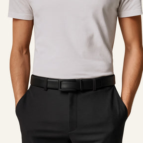 Cinto de Couro Masculino Monarch Civano Preto Fivela Preta