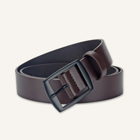 Cinto de Couro Old Money Civano Marrom Fivela Preta