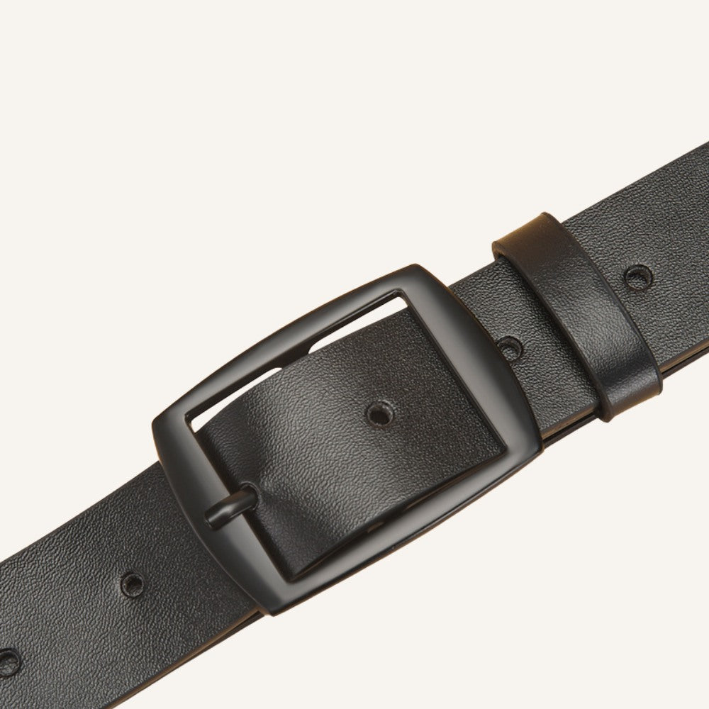 Cinto de Couro Old Money Civano Preto Fivela Preta 3