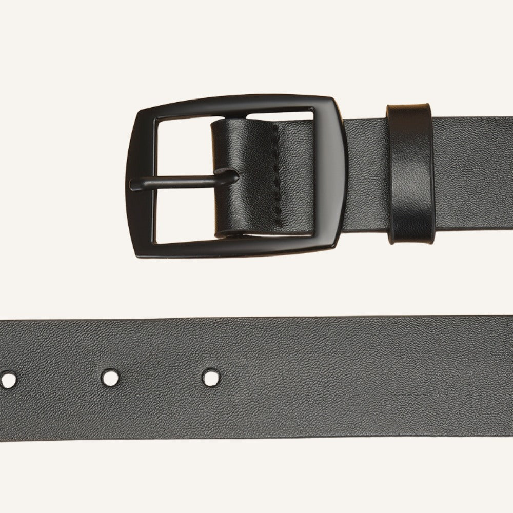 Cinto de Couro Old Money Civano Preto Fivela Preta 5