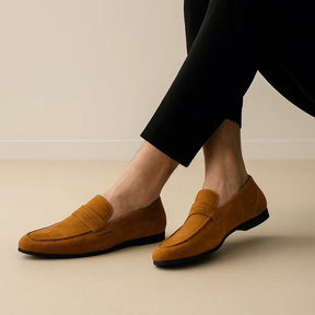 Mocassim Loafer Masculino de Camurça Piazzi caramelo