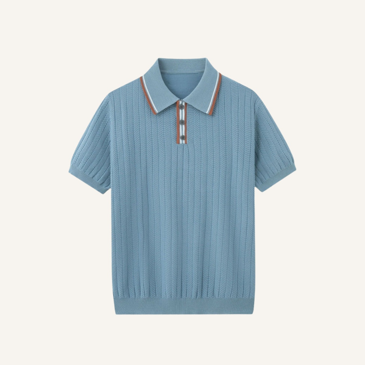 Ribbed Polo Shirt Loreanni LIGHT BLUE
