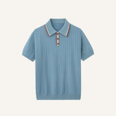 Ribbed Polo Shirt Loreanni LIGHT BLUE