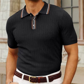 Ribbed Polo Shirt Loreanni black 