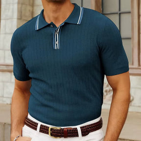 Ribbed Polo Shirt Loreanni navy BLUE